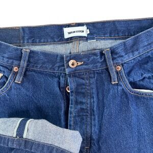 Taylor Stitch Jeans Mens 34x34 Blue Slim Fit Straight Selvedge Button Fly